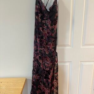 Showpo Black and Purple Floral Maxi Dress